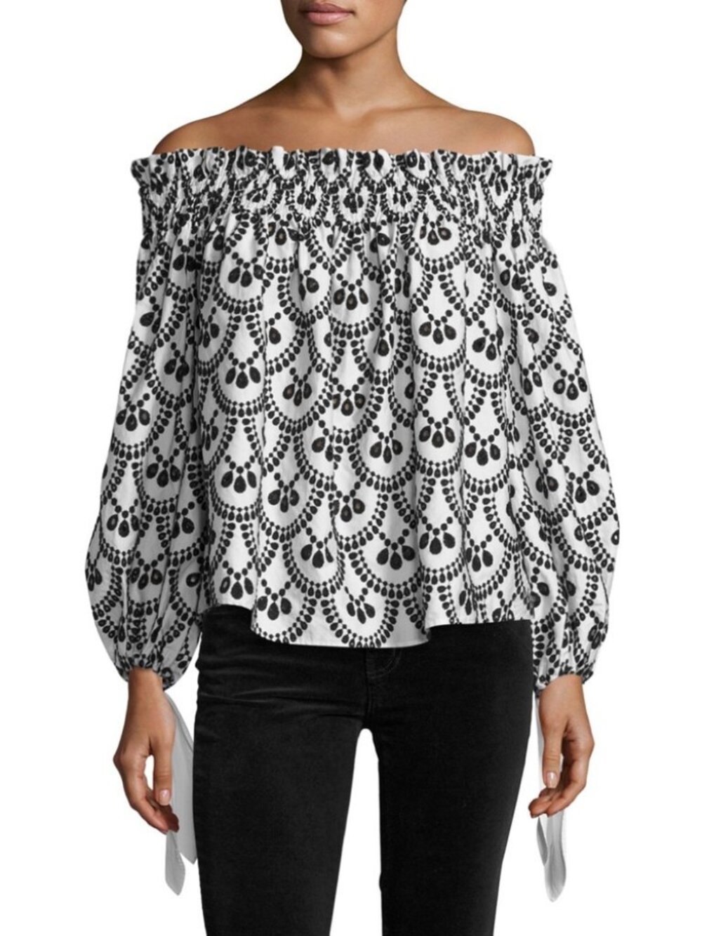 Caroline Constas Lou Off-the-Shoulder Embroidered Eyelet Top